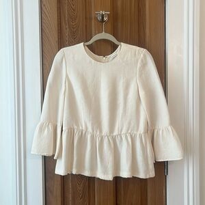White peplum three quarter sleeve shirt
